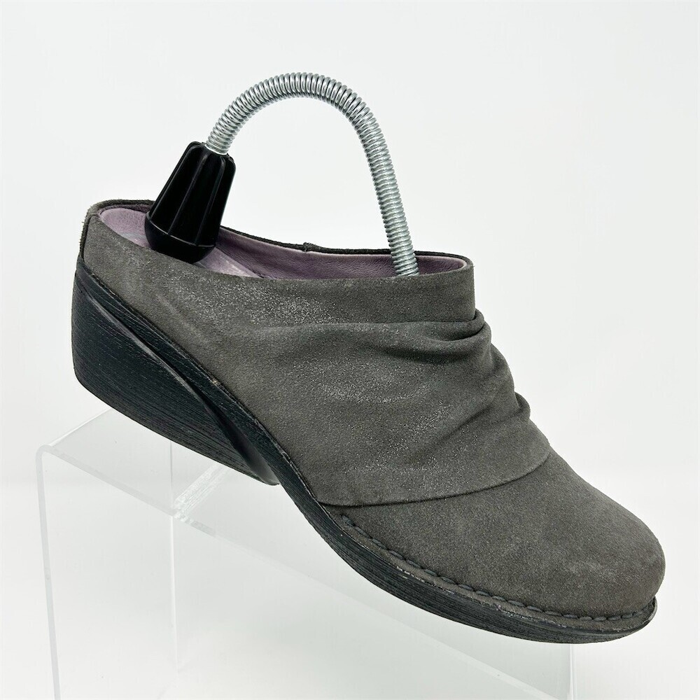 Dansko Women's Gray Suede Mule Clog Slip-On Comfort Wedge Round Toe Shoes 40